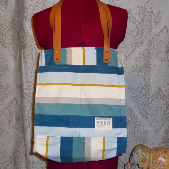 Coastal Stripe Feed Projects Canvas Market Tote Feed Projects